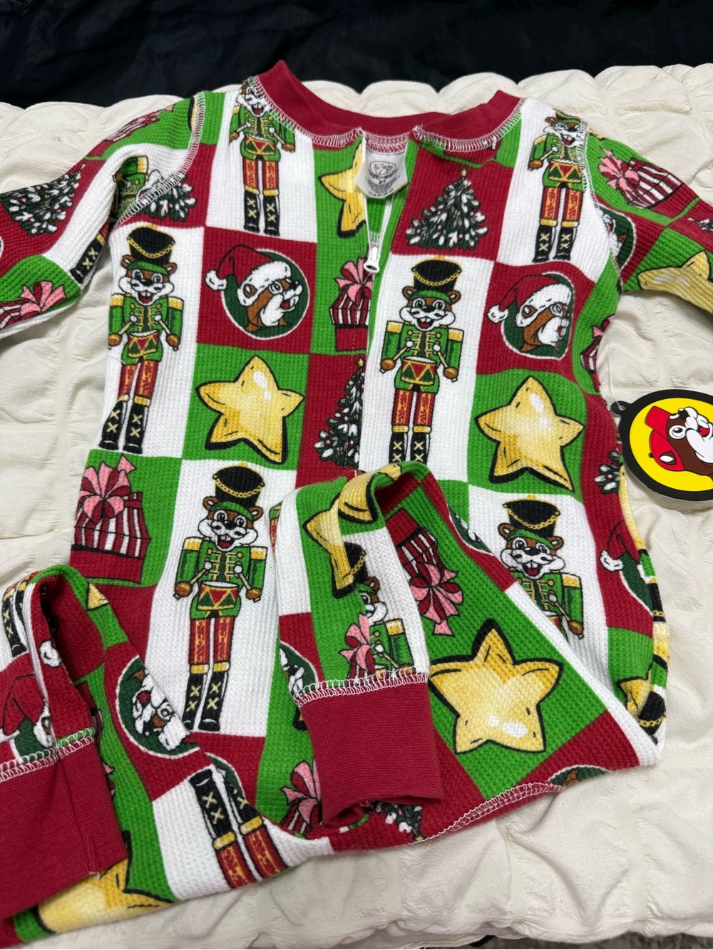 Nutcracker Buc-ee’s Print Kids Pajamas - Red & Green Holiday Sleeper